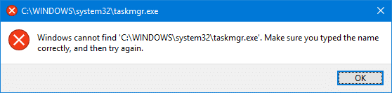 Taskmgr.exe не может быть найден - отладчик